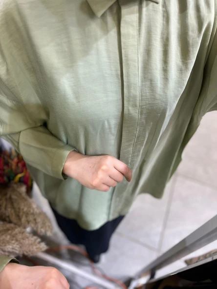 Nuss 3001 Oversize Düğmeli Gömlek Menta - Resim 4