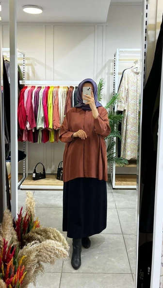 Nuss 3001 Oversize Düğmeli Gömlek Krokan ürün görseli 1