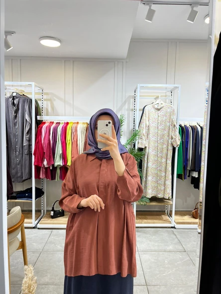 Nuss 3001 Oversize Düğmeli Gömlek Krokan - Resim 3