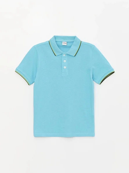 LCW Kids Mavi Polo Yaka Basic Kısa Kollu Erkek Çocuk Tişört ürün görseli 1