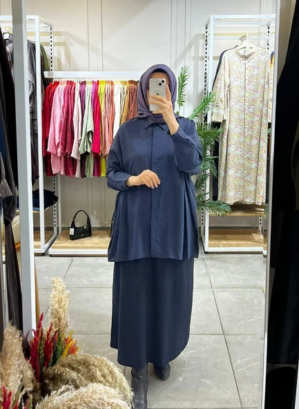 Nuss 3001 Oversize Düğmeli Gömlek Navy - Resim 3