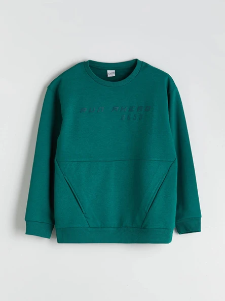 LCW Kids Yeşil Bisiklet Yaka Erkek Çocuk Sweatshirt ürün görseli 1