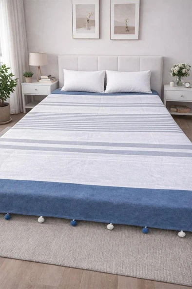 Merinos Colorway Glau Çift Kişilik Pamuklu Battaniye 180x220 cm ürün görseli 1
