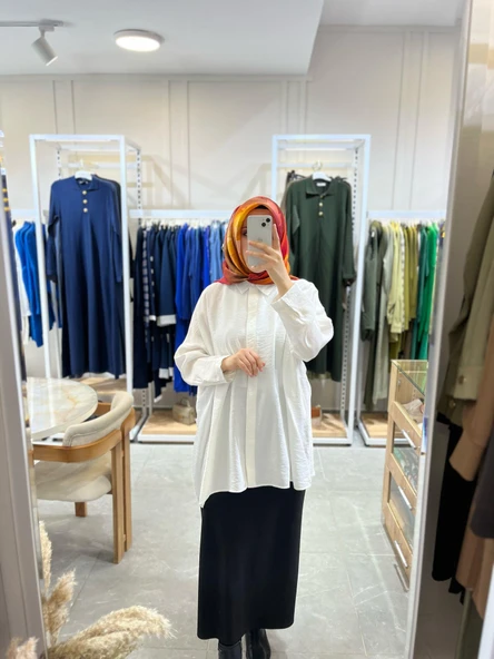 Nuss 3001 Oversize Düğmeli Gömlek Ekru ürün görseli 1