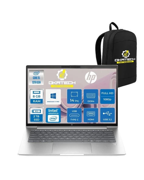 PROBOOK 440 G10 İ5-1334U 8 GB RAM DDR4 2 TB SSD 14'' FHD IPS W11PRO DİZÜSTÜ BİLGİSAYAR & OKATECH ÇANTA B2PH4ESOKATECH03 ürün görseli 1