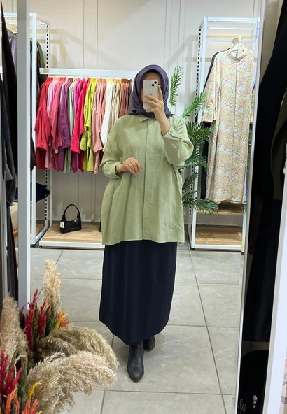 Nuss 3001 Oversize Düğmeli Gömlek Menta - Resim 3