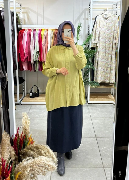 Nuss 3001 Oversize Düğmeli Gömlek Olive - Resim 2
