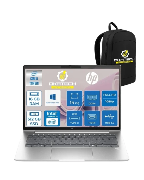 PROBOOK 440 G10 İ5-1334U 16 GB RAM DDR4 512 GB SSD 14'' FHD IPS W11PRO DİZÜSTÜ BİLGİSAYAR & OKATECH ÇANTA B2PH4ESOKATECH04 ürün görseli 1