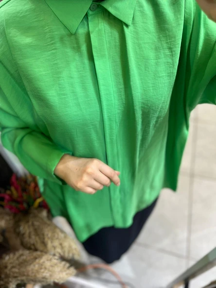 Nuss 3001 Oversize Düğmeli Gömlek Benetton - Resim 3
