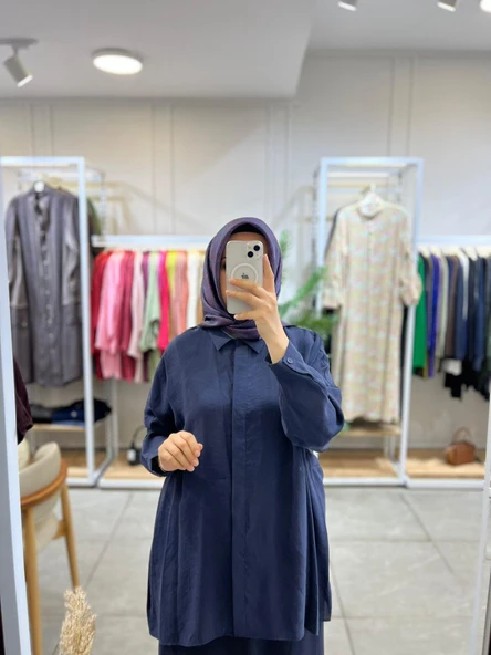 Nuss 3001 Oversize Düğmeli Gömlek Navy ürün görseli 1