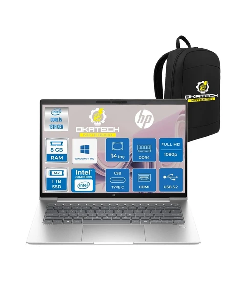 PROBOOK 440 G10 İ5-1334U 8 GB RAM DDR4 1 TB SSD 14'' FHD IPS W11PRO DİZÜSTÜ BİLGİSAYAR & OKATECH ÇANTA ürün görseli 1
