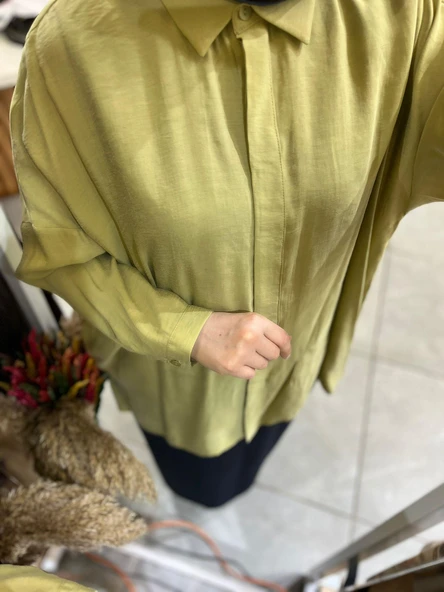 Nuss 3001 Oversize Düğmeli Gömlek Olive - Resim 3