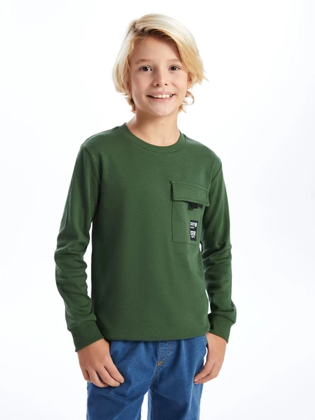 LCW Kids Yeşil Bisiklet Yaka Erkek Çocuk Tişört ürün görseli 1