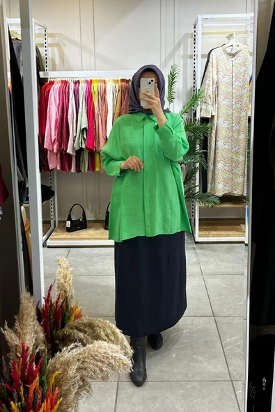 Nuss 3001 Oversize Düğmeli Gömlek Benetton - Resim 2