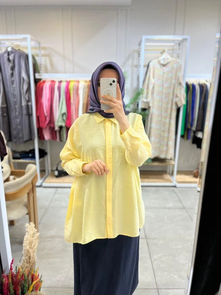 Nuss 3001 Oversize Düğmeli Gömlek Vanilin ürün görseli 1
