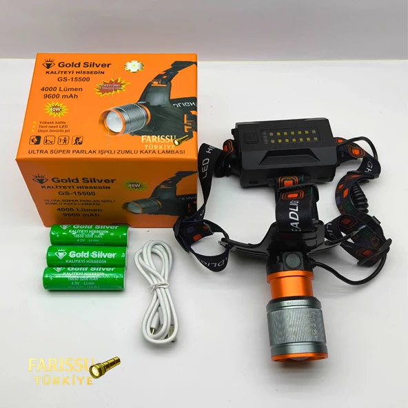 ★ラスト１個★新品★ブラックライト★400W ライトトラップ★E40★ PTTAVM: 4000 Lümen Zoomlu Kafa Lambası - 9600 mAh Dev Batarya