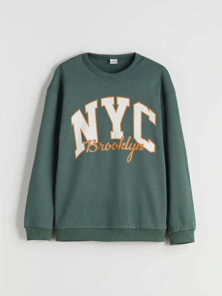 LCW Kids Yeşil Bisiklet Yaka Erkek Çocuk Sweatshirt ürün görseli 1