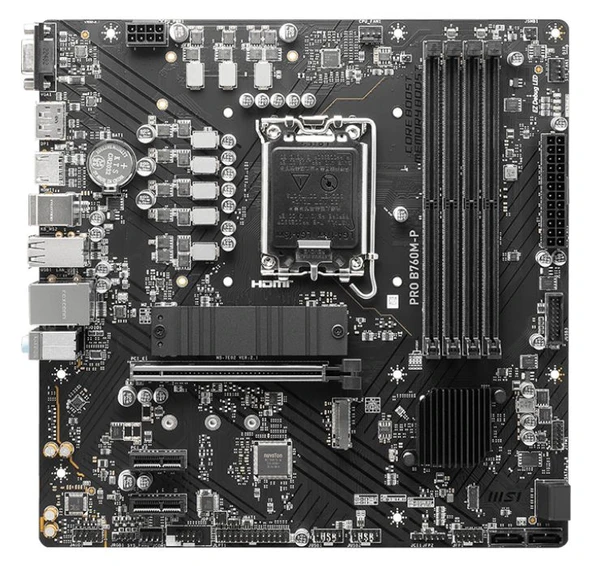 MSI PRO B760M-P Intel B760, LGA1700, 6800MHz DDR5, DP, HDMI,D-SUB microATX Anakart ürün görseli 1