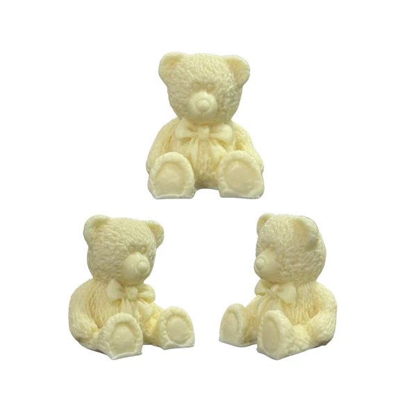 Silikon 3D Kurdeleli Sevimli Ayıcık Mum Kalıbı - Resim 2
