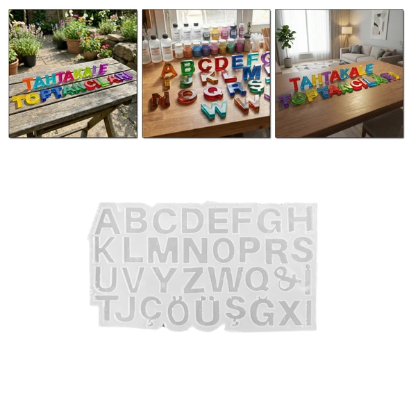 Epoksi Mini Türkçe DÜZ Alfabe Harfleri Kalıbı 1.5 CM ürün görseli 1