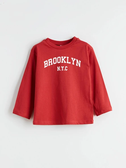 LCW baby Kırmızı Brooklyn Baskılı Erkek Bebek Tişört ürün görseli 1