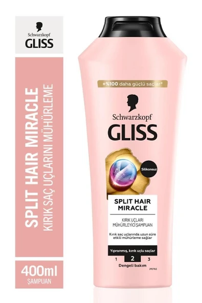 Gliss Split Hair Miracle İyonik Kompleks Kırık Uçları Mühürleyen Şampuan 400 ml Yıpranmış Saçla ürün görseli 1