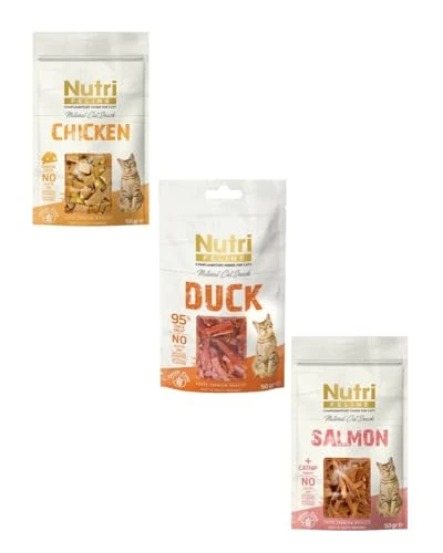 Nutri Feline Mix Kedi Ödül Maması 3x50g (Peynirli Tavuk,%95 Ördek, Somonlu) ürün görseli 1