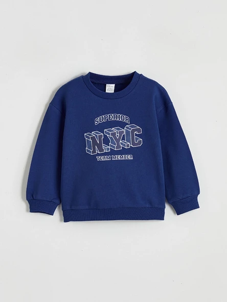 LCW baby Mavi Bisiklet Yaka Erkek Bebek Sweatshirt ürün görseli 1