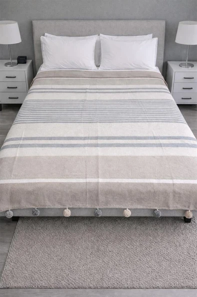 Merinos Colorway Sephia Çift Kişilik Pamuklu Battaniye 180x220 cm ürün görseli 1