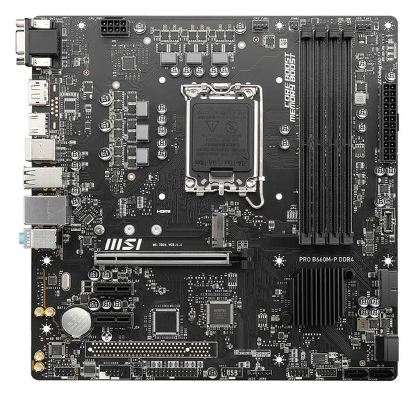 MSI PRO B660M-P DDR4 INTEL B660, LGA1700, DDR4, 4600(OC), PCI-E Gen 4, M.2, USB3.2, 1G LAN, microATX Anakart ürün görseli 1
