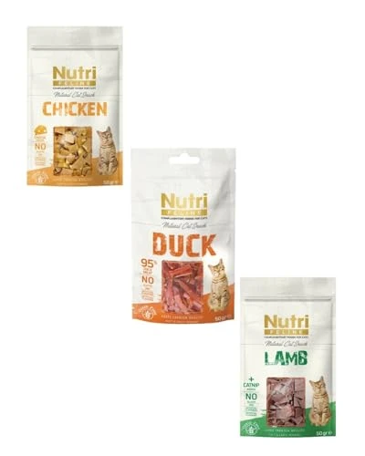 Nutri Feline Mix Kedi Ödül Maması 3x50g (Peynirli Tavuk,%95 Ördek, Kuzulu) ürün görseli 1