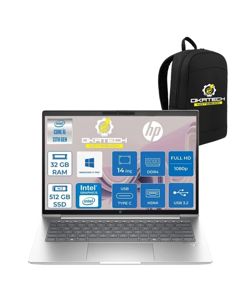 PROBOOK 440 G10 İ5-1334U 32 GB RAM DDR4 512 GB SSD 14'' FHD IPS W11PRO DİZÜSTÜ BİLGİSAYAR & OKATECH ÇANTA B2PH4ESOKATECH10 ürün görseli 1
