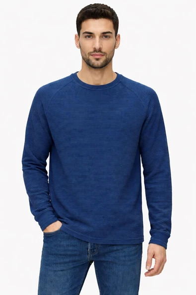 Basic Bisiklet Yaka Relaxed Regular Erkek Sweatshirt - 7062 ürün görseli 1