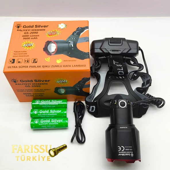 40W 4000 Lümen Profesyonel Kafa Lambası - 3 Pilli (9600 mAh) Dev Bataryalı & Sensörlü ürün görseli 1