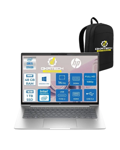 PROBOOK 440 G10 İ5-1334U 48 GB RAM DDR4 1 TB SSD 14'' FHD IPS W11PRO DİZÜSTÜ BİLGİSAYAR & OKATECH ÇANTA B2PH4ESOKATECH17 ürün görseli 1
