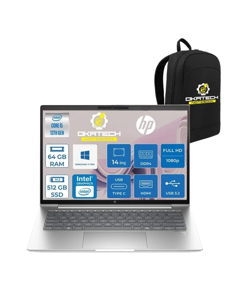 PROBOOK 440 G10 İ5-1334U 64 GB RAM DDR4 512 GB SSD 14'' FHD IPS W11PRO DİZÜSTÜ BİLGİSAYAR & OKATECH ÇANTA B2PH4ESOKATECH19 ürün görseli 1