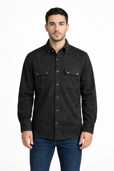 Yxc Uzun Kol Slim Fit Erkek Süet Gömlek - 7439 ürün görseli 1