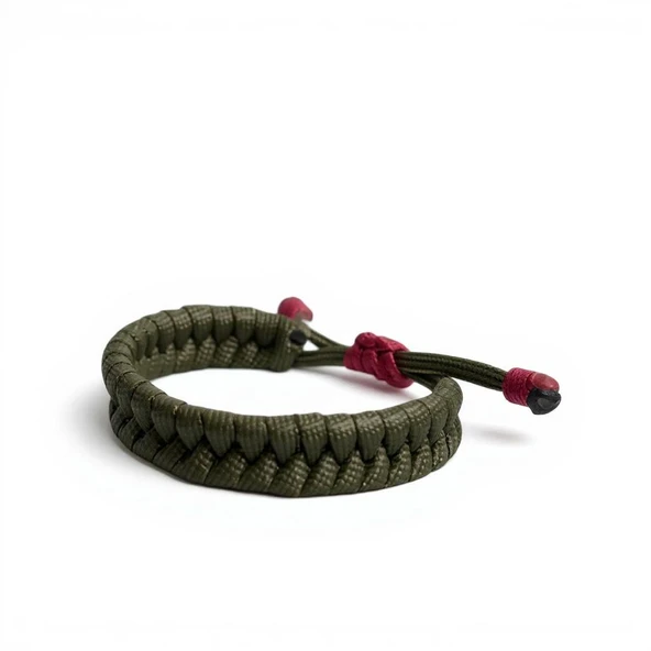 Plentiful  Paracord Bileklik Ayarlanabilir– Kamuflaj Seri İkili Örgü Yeşil ürün görseli 1