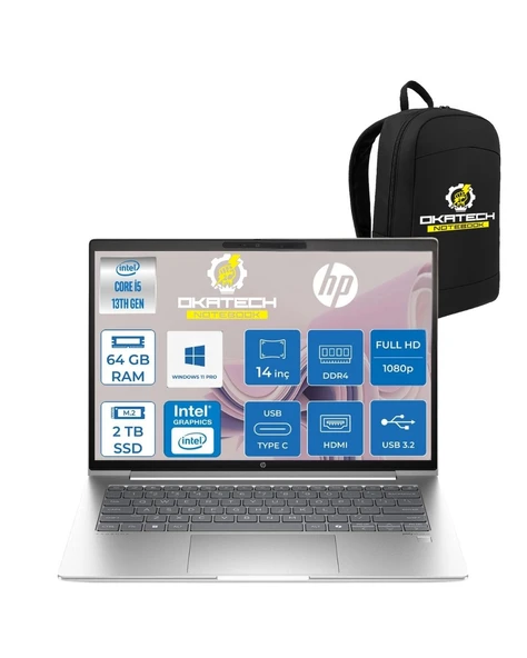 PROBOOK 440 G10 İ5-1334U 64 GB RAM DDR4 2 TB SSD 14'' FHD IPS W11PRO DİZÜSTÜ BİLGİSAYAR & OKATECH ÇANTA B2PH4ESOKATECH21 ürün görseli 1