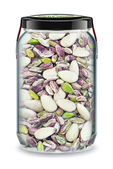 Bi Kavanoz ON-MIX/10 Çiğ Antep Fıstığı İçi + Zarı Soyulmuş Çiğ Badem Gurme Antep İç Kabuksuz Badem ürün görseli 1