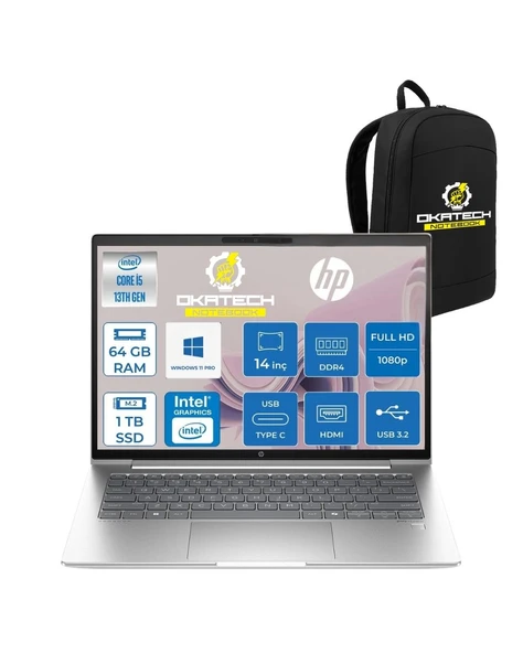 PROBOOK 440 G10 İ5-1334U 64 GB RAM DDR4 1 TB SSD 14'' FHD IPS W11PRO DİZÜSTÜ BİLGİSAYAR & OKATECH ÇANTA B2PH4ESOKATECH20 ürün görseli 1