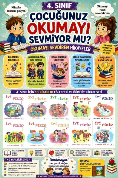 4 .Sınıf Okumayı Sevdiren 10 lu Hikaye Seti -8 (64 sayfa) ürün görseli 1