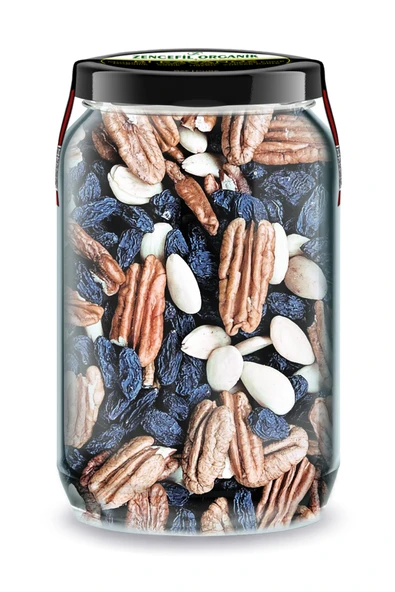Bi Kavanoz ON-MIX/8 Çekirdeksiz Siyah Üzüm + Pikan Cevizi + Soyulmuş Çiğ Badem Gurme Atıştıştırmalık ürün görseli 1