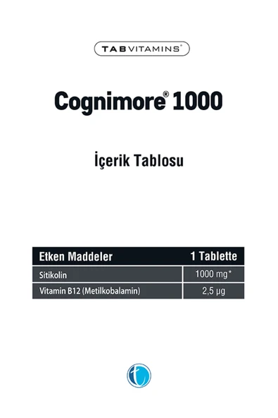 COGNIMORE 1000 MG SITIKOLIN 30 TABLET - Resim 3