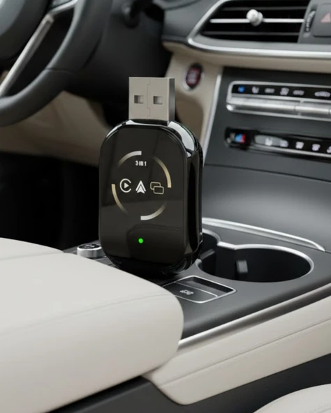 Kablosuz CarPlay Android Auto Dönüştürücü Kablo Derdi Olmadan Bağlantı ürün görseli 1