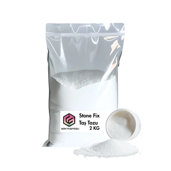 STONEFİX TAŞ TOZU HOBİ HARCI OBJE MUMLUK HEYKEL SAKSI TEPSİ YAPIMI İÇİN KAR BEYAZ DÖKÜM TOZU 2 KG ürün görseli 1