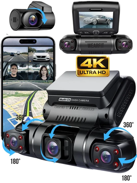 X19 Premium 4 Lens Araç İçi Kamera WiFi GPS 4K Ultra HD  Ön Arka İç Kamera Gece Görüşü Park Modu DVR ürün görseli 1