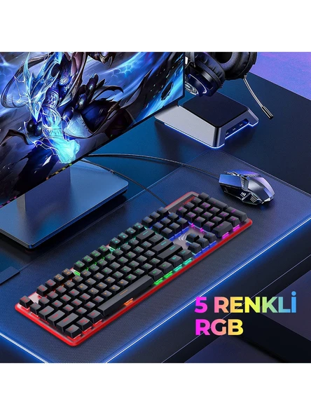 Havit Gamenote KB870L RGB Blue Switch Mekanik Oyuncu Klavyesi ürün görseli 1