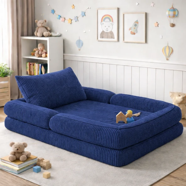 Puffiber Yeni Nesil Premium Katlanabilir Modüler Çocuk Oyun Yatağı ve Minderi 80x160 cm Tam Sünger ürün görseli 1