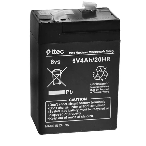 Ttec 6 Volt 4 Amper Bakımsız Kuru Akü Terazi, Akülü Araba, Işıldak Aküsü ürün görseli 1